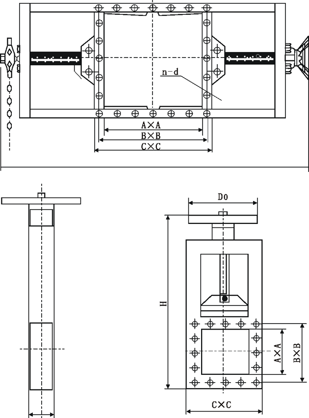 LMD型氣動螺旋閘門/氣動插板閥外形結(jié)構(gòu)尺寸圖